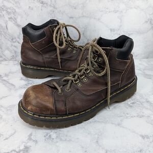 Vintage Dr. Martens Made In England Brown Leather Docs Lace Up Work Boots